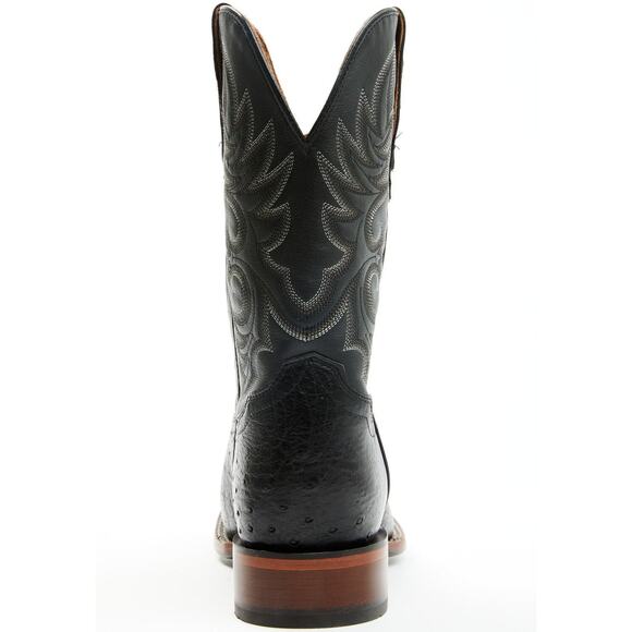 NEW Cody James Black Smooth Ostrich Boots Broad Square Toe Western Cowboy Exotic main image 4